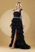 Amelia Long Black Ruffle Dress