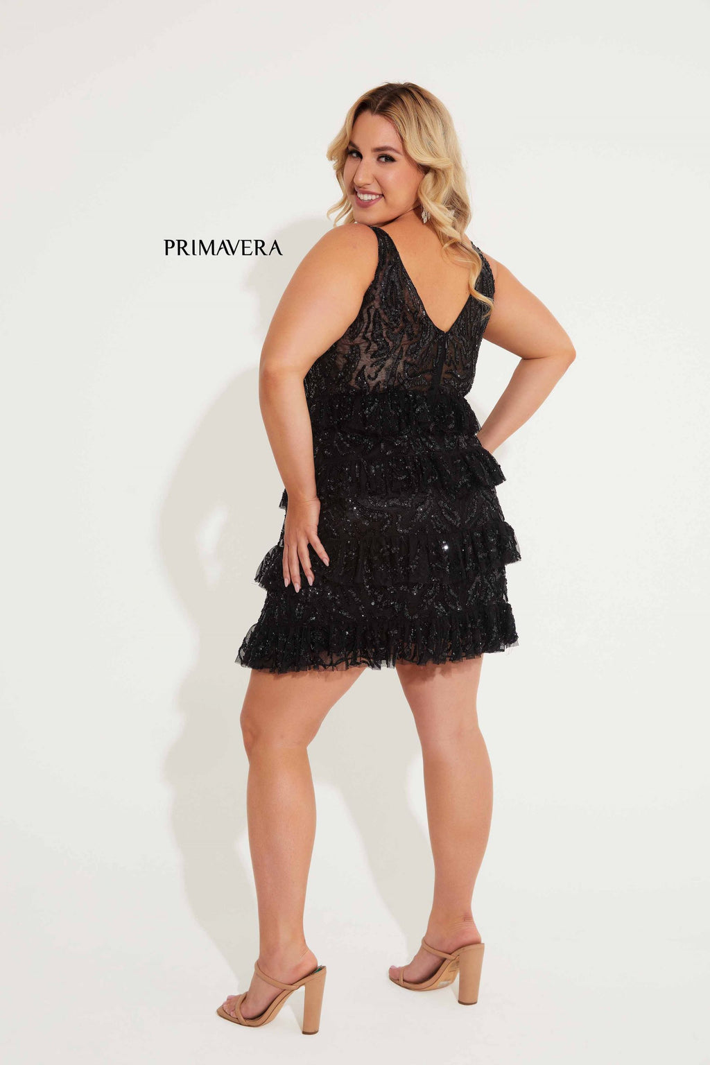 Primavera Short Black Ruffel Dress