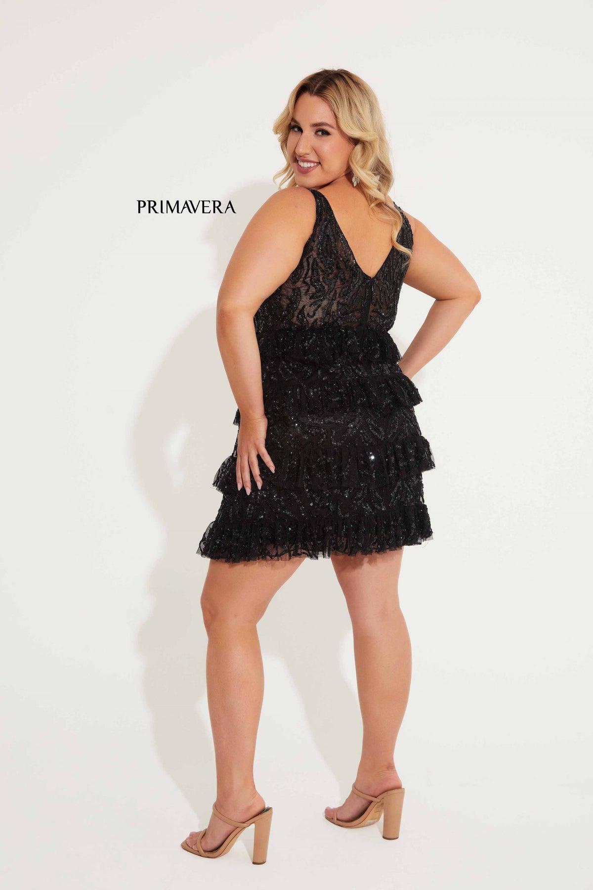Primavera Short Black Ruffel Dress
