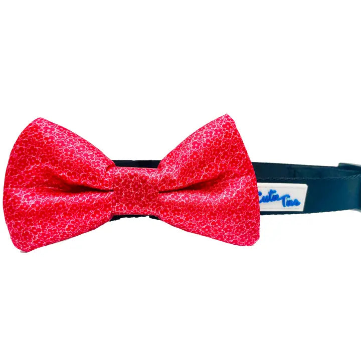 Red Tiny Flower Dog Bow tie