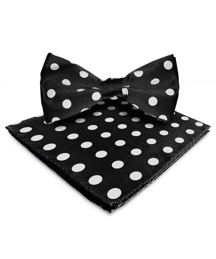 Satin Black Polka Dot Bowtie Set