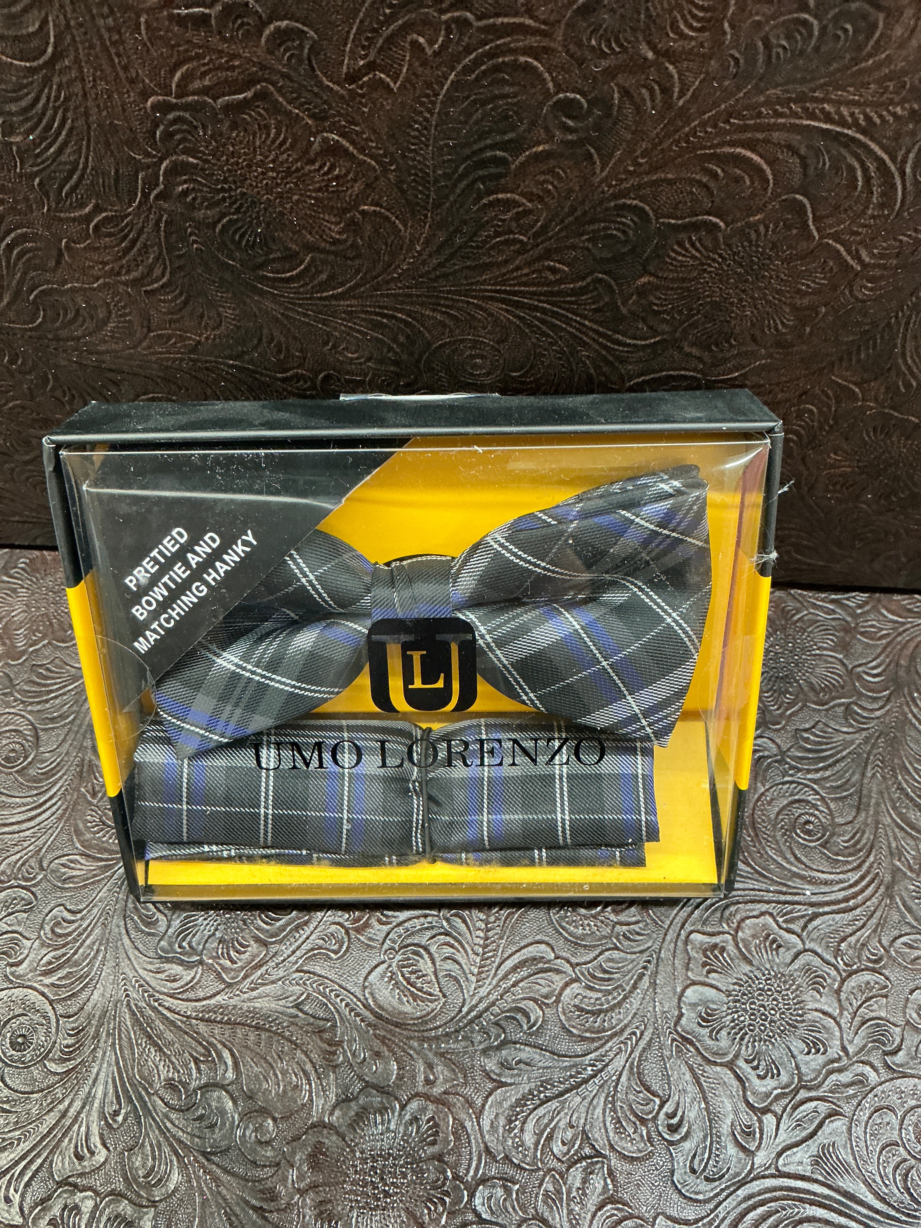 Black-Navy pattern bow tie set