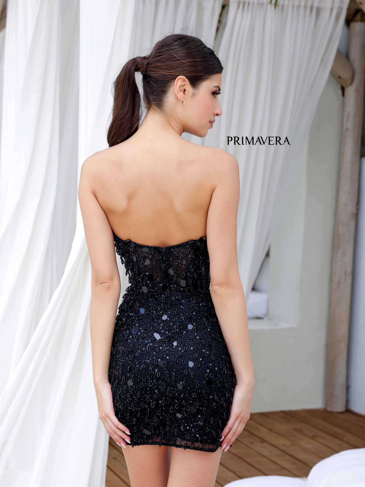 Primavera Short Broken Mirror Beaded Dress