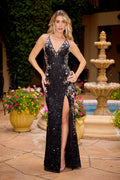 Primavera Long Black Beaded Dress