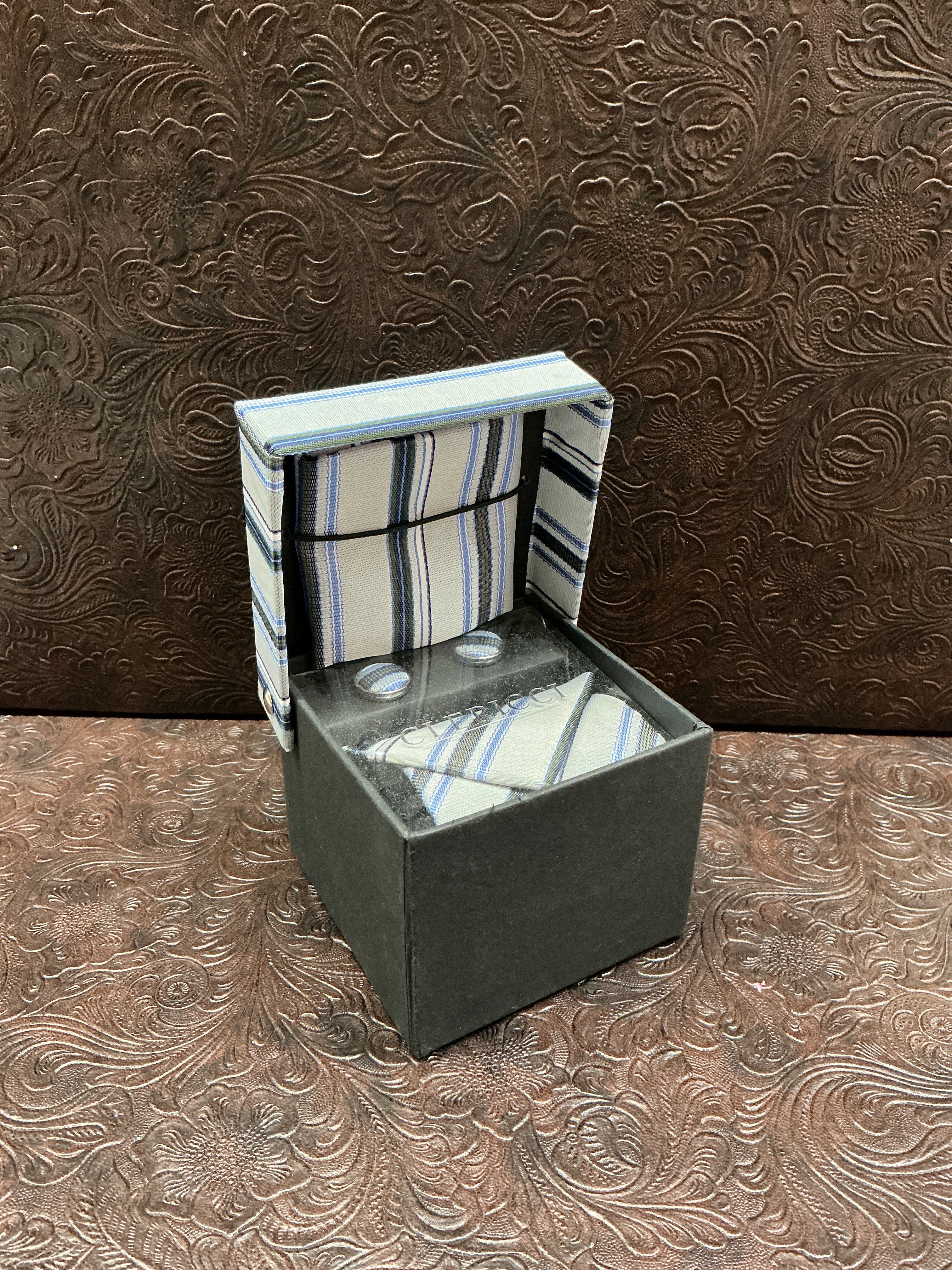 Gray Striped Long tie