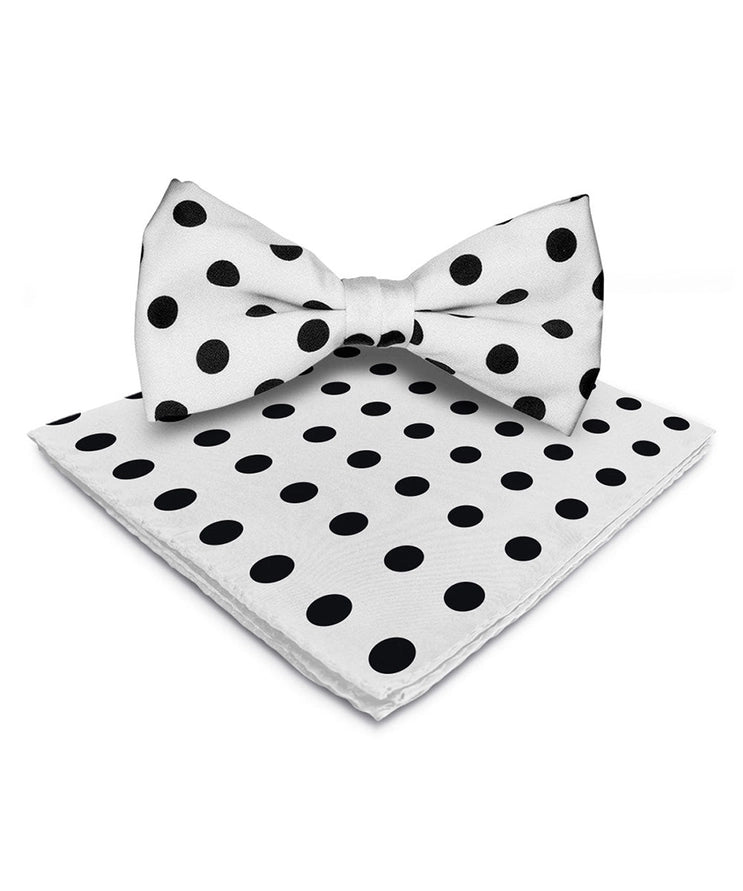 White Satin Polka Dot Bowtie Set