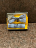 Blue Plaid Print Bow tie set