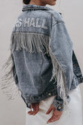 Mrs. Rhinestone Fringe Denim Jacket