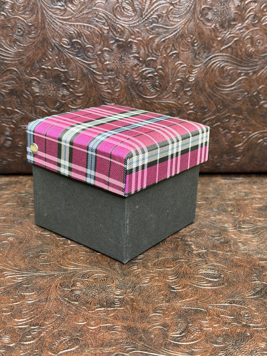 Dark Pink Plaid Print Tie