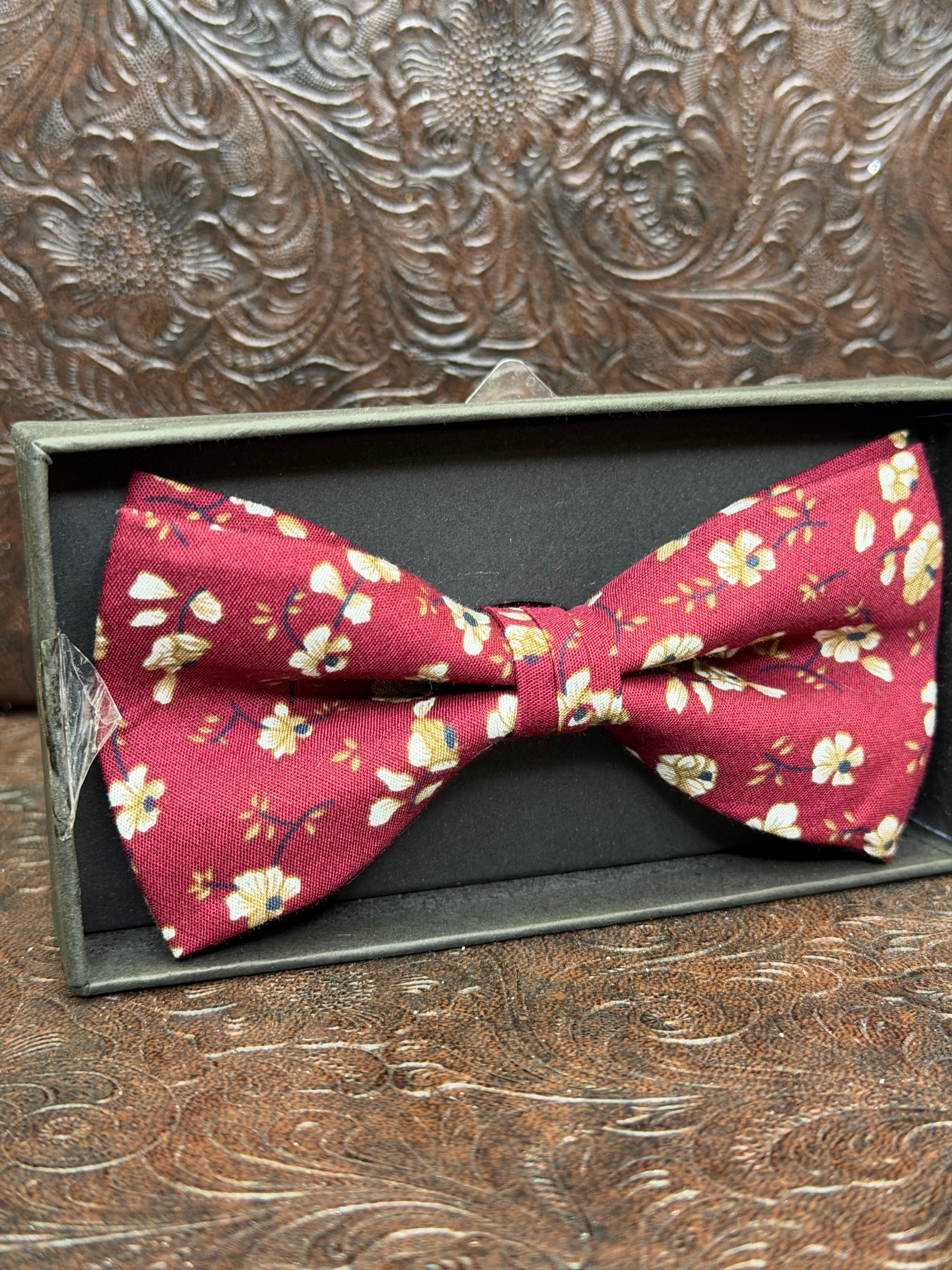 Red Floral Bowtie