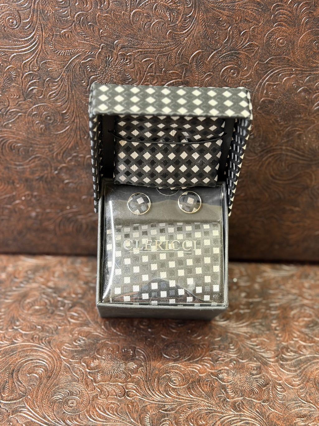 Black and White Pattern Long Tie