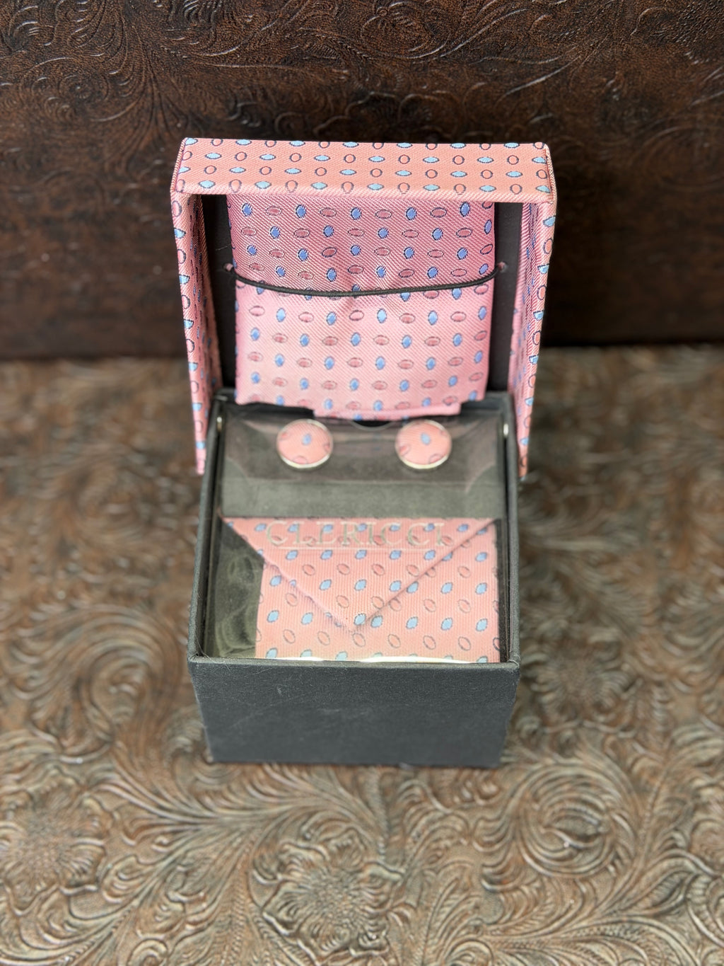 Pink Dot Print Long tie set