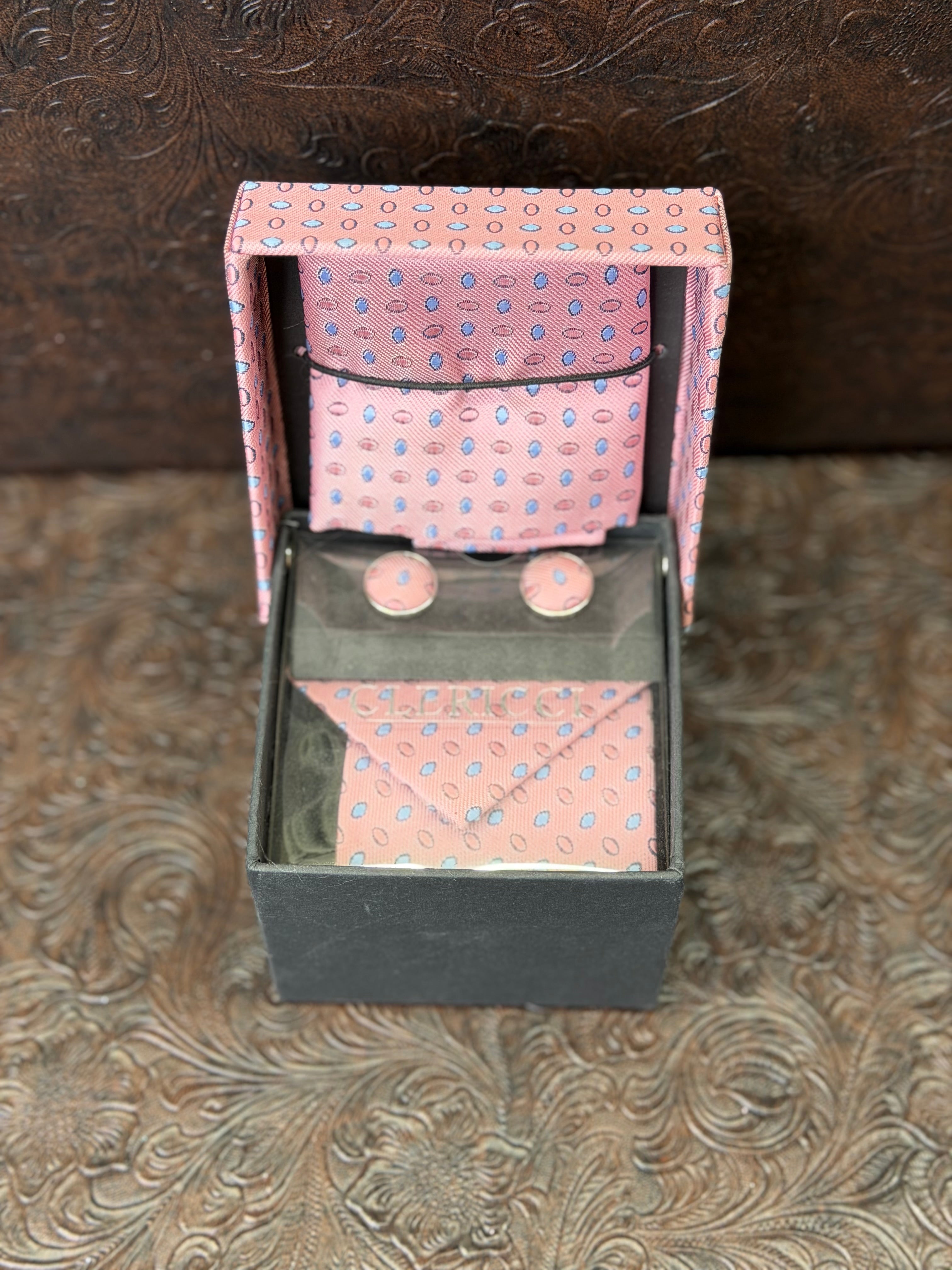 Pink Dot Print Long tie set