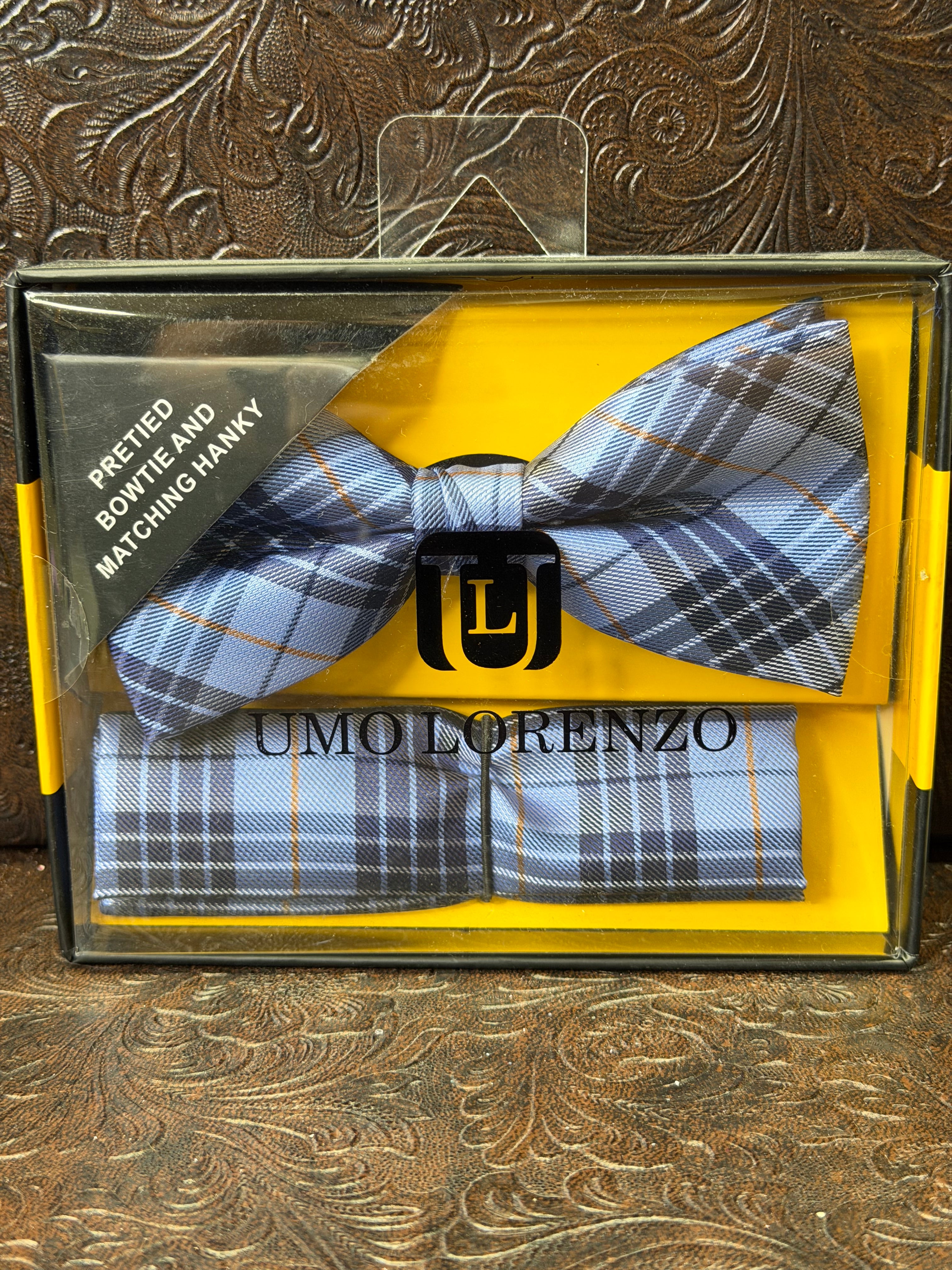 Blue Plaid Print Bowtie