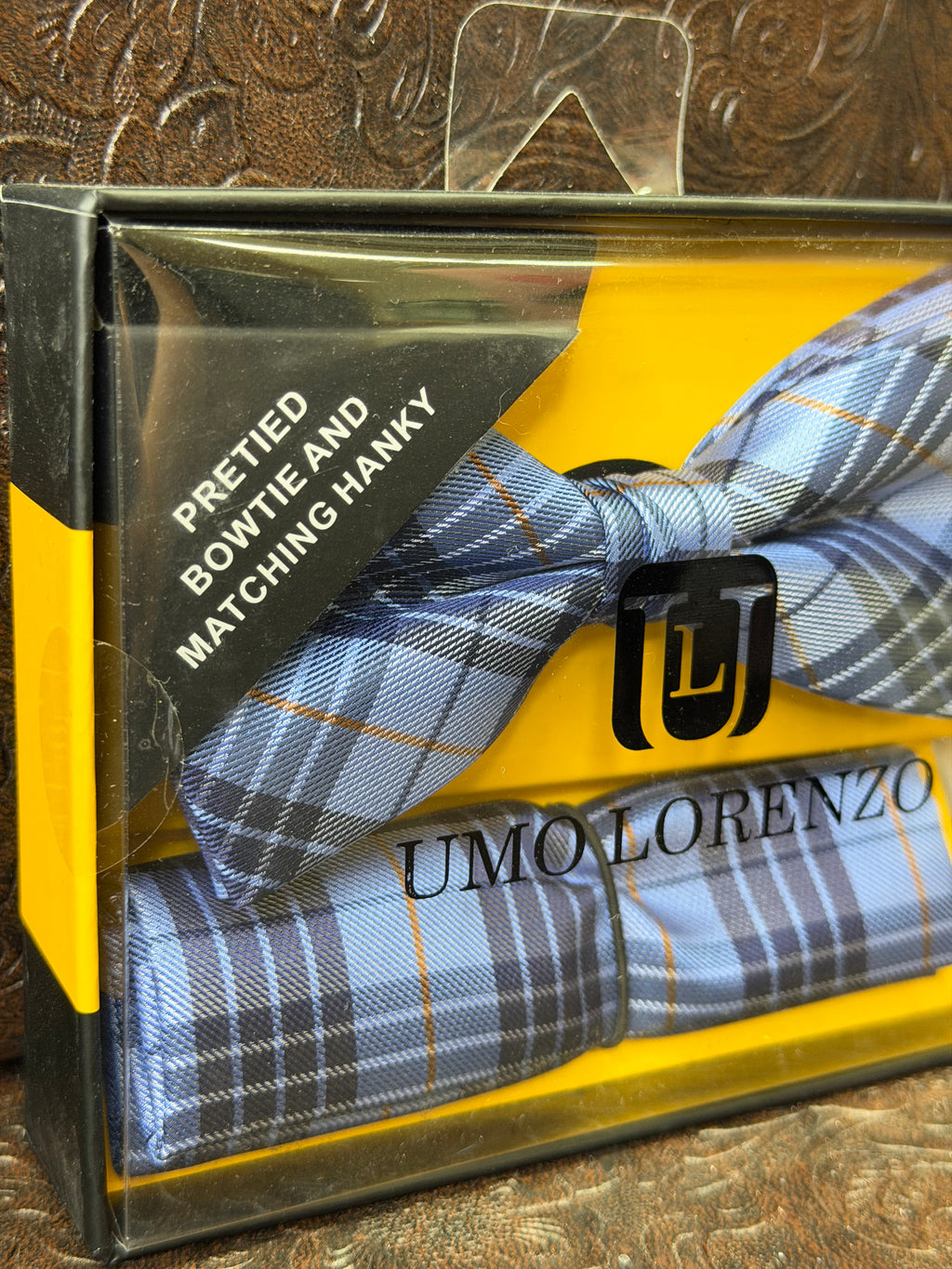 Blue Plaid Print Bowtie