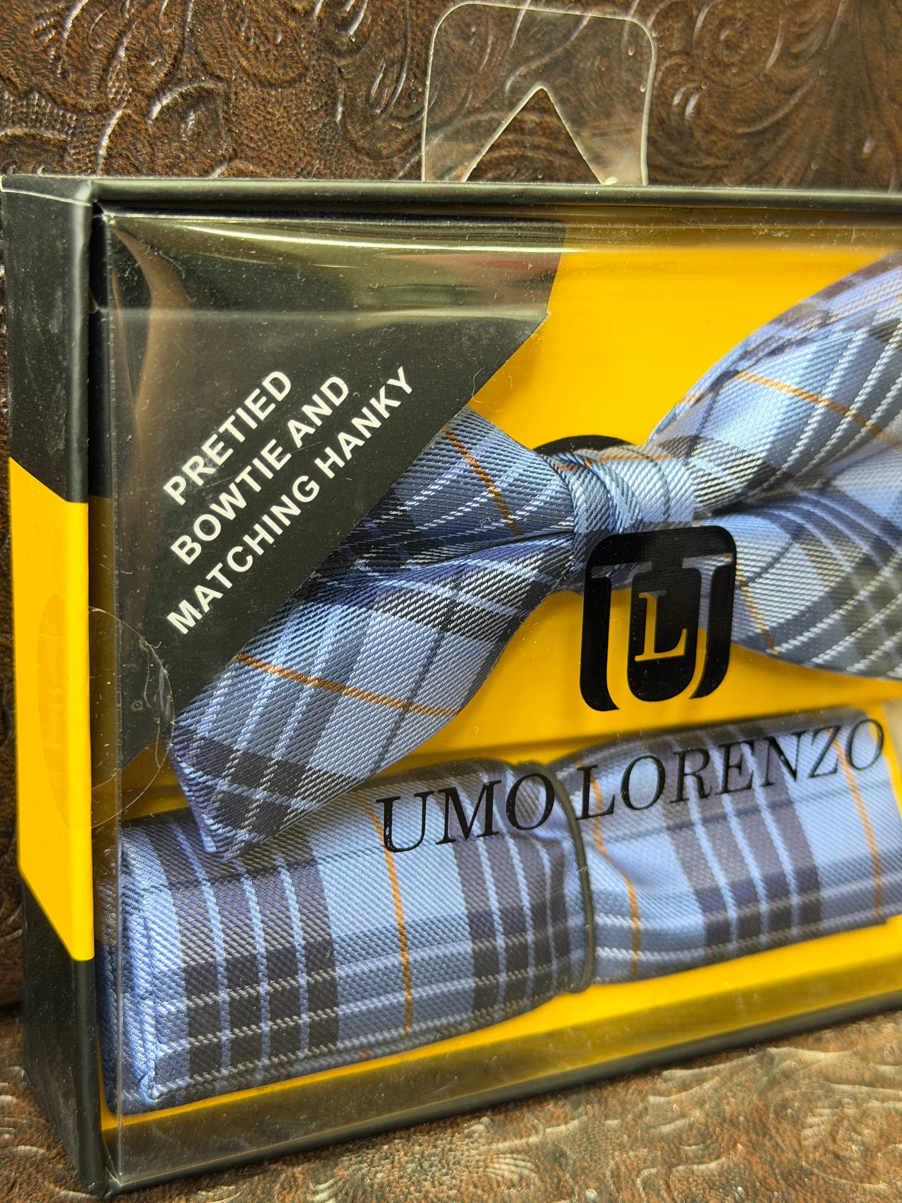 Blue Plaid Print Bowtie