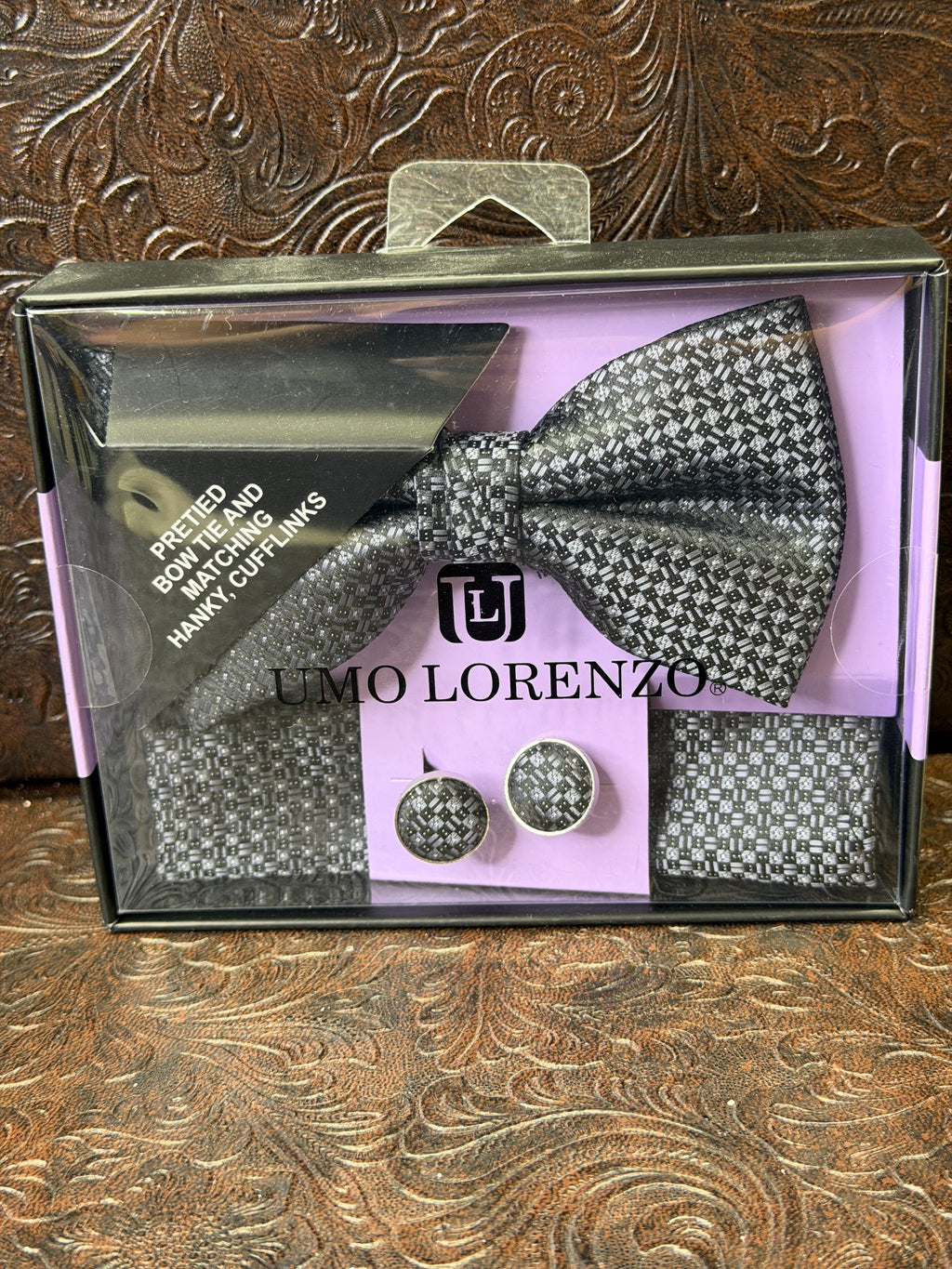 Black Print bowtie set
