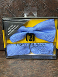 Light Blue Paisley Print Bowtie