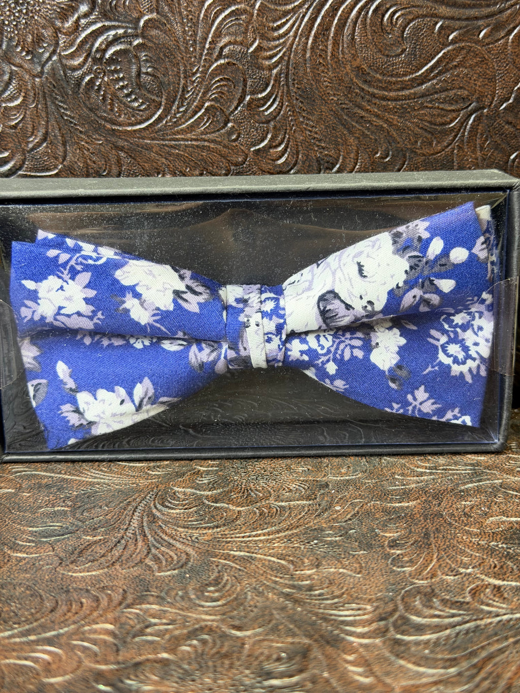 Blue Floral Bow Tie