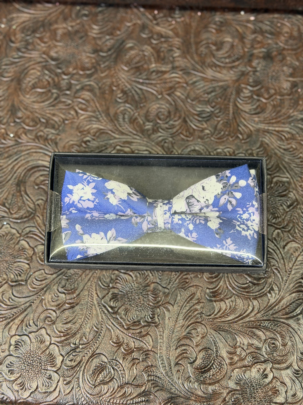 Blue Floral Bow Tie