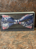 Navy Paisley Print Bow Tie