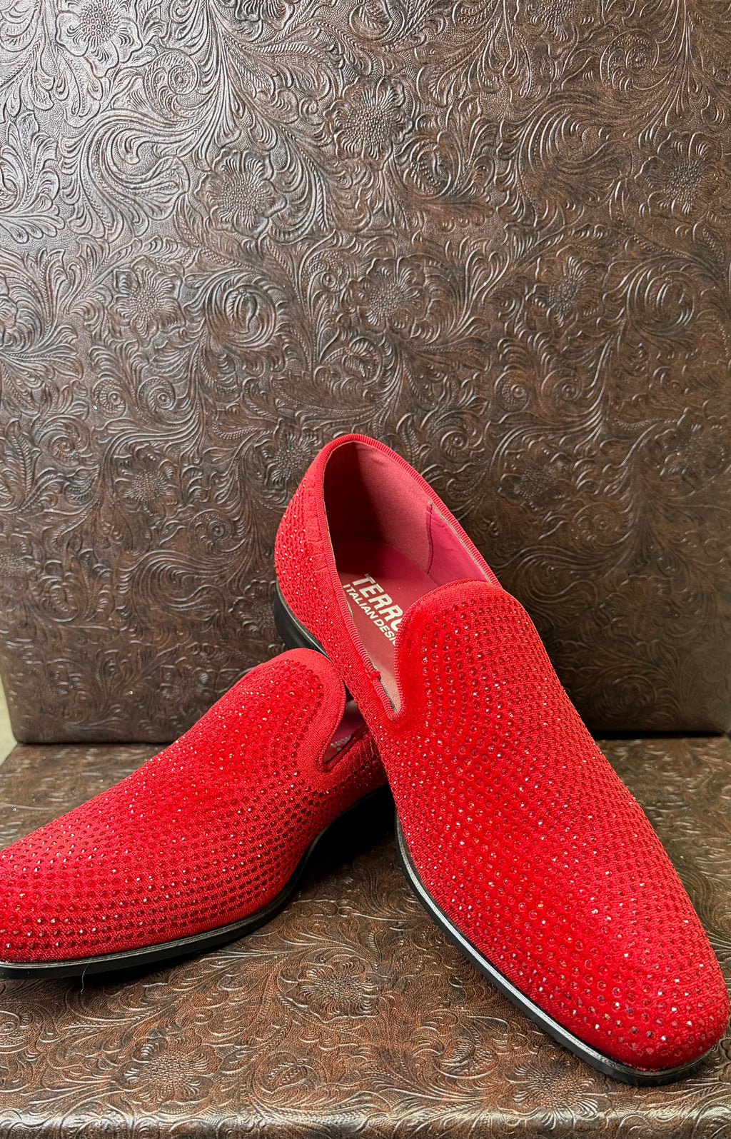 Red Rhinestone Loafers