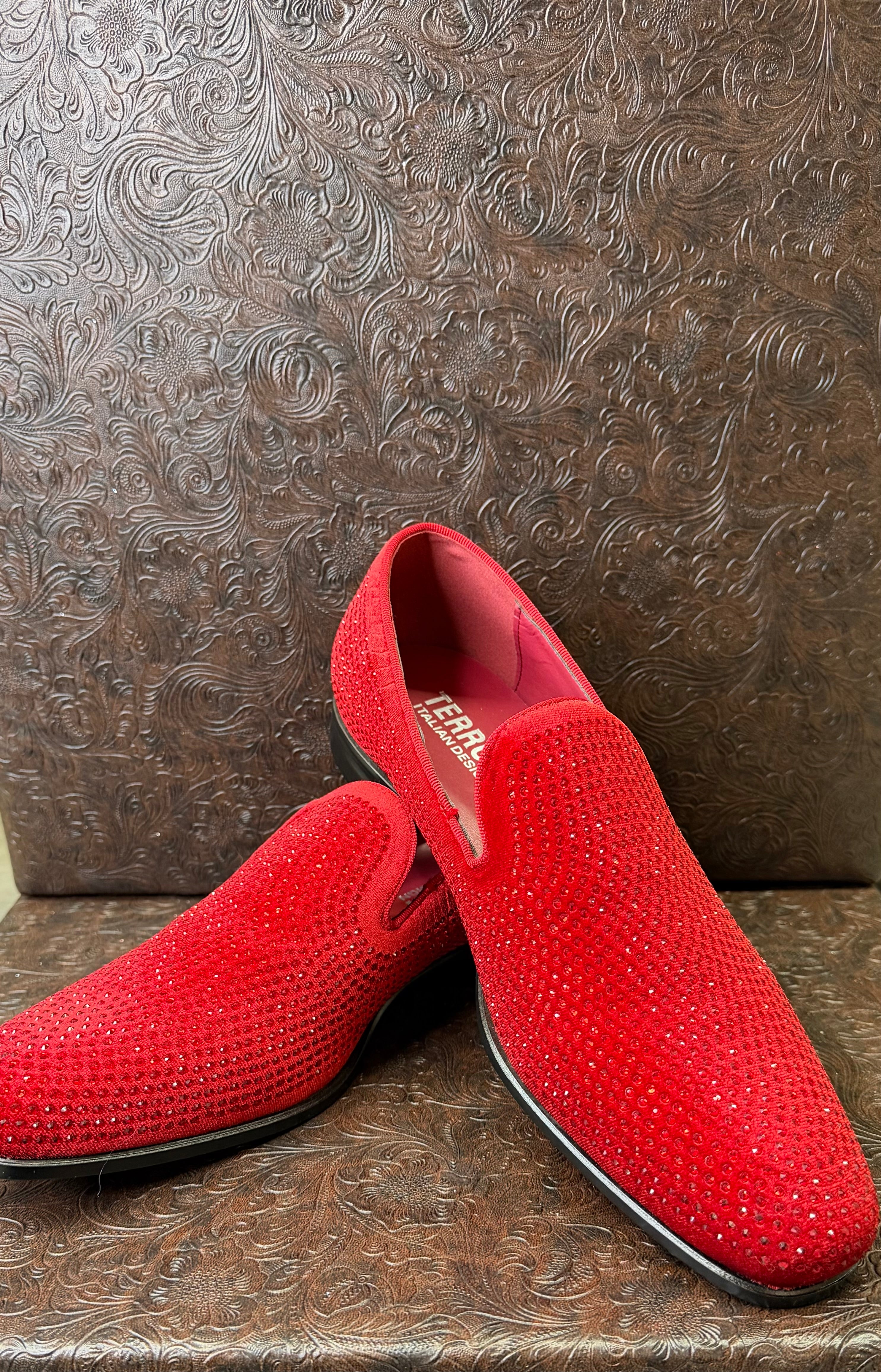 Red Rhinestone Loafers