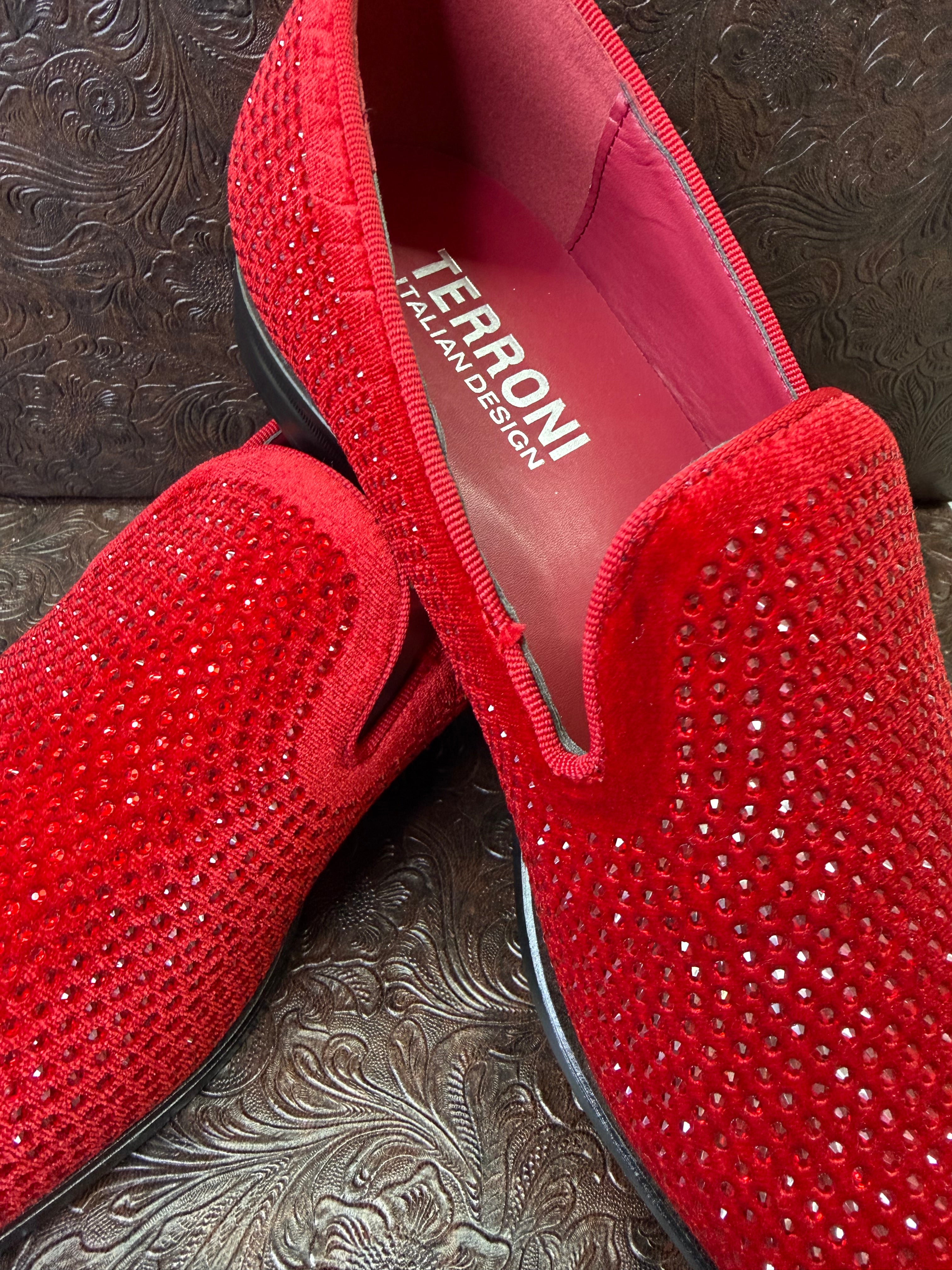 Red Rhinestone Loafers