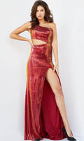 JVN22855A / Iridescent Red / Size 4 / Jovani