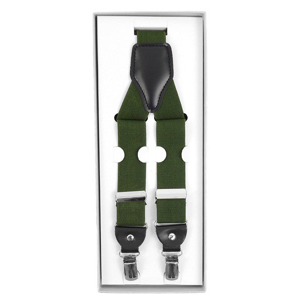 Leather Suspenders/ Olive /CLSUS
